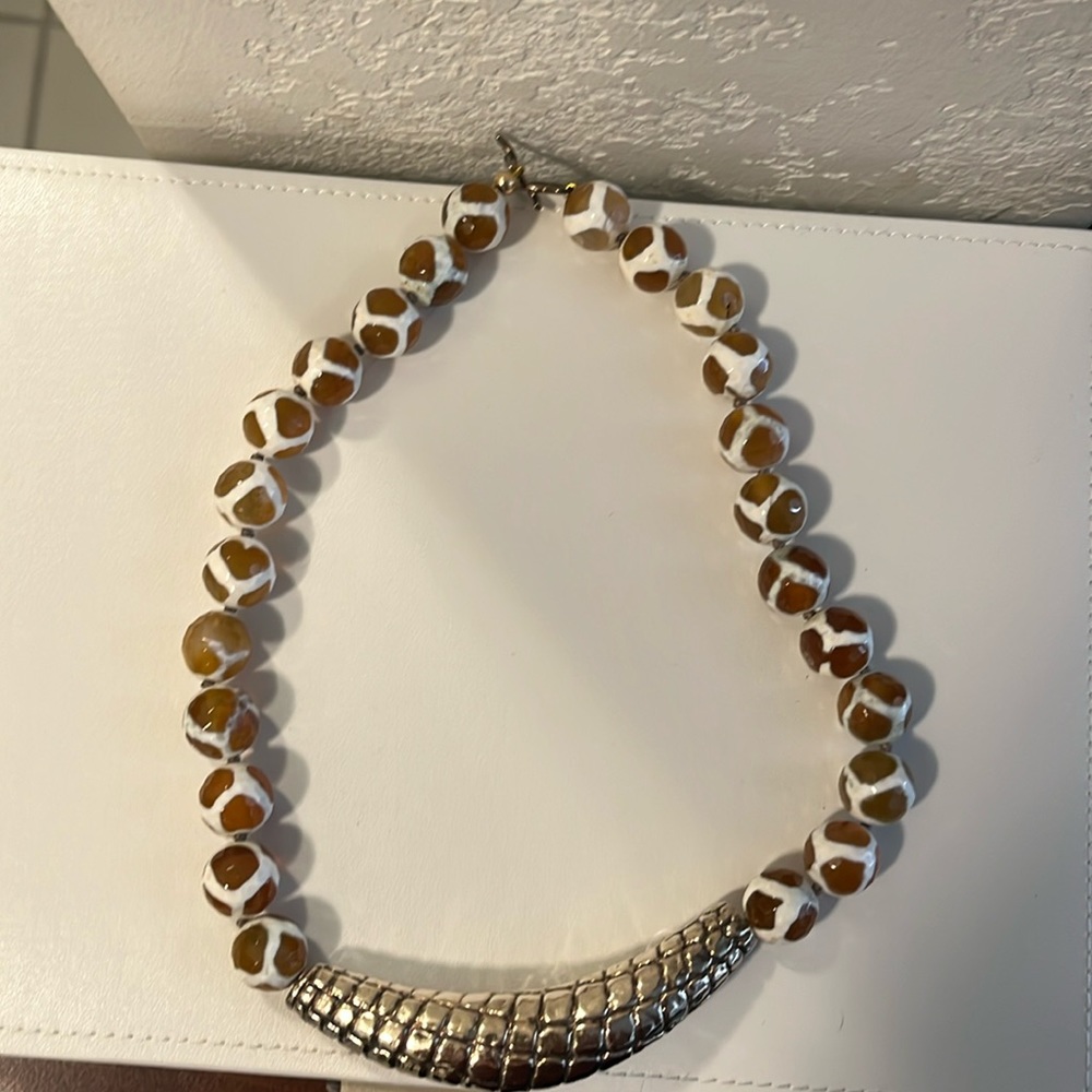 Statement piece! Simon Sebbag 925 Silver and Agate necklace. Natural stones!
